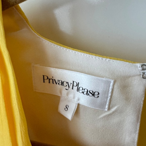 Privacy Please Carlotta Mini Yellow & White Polka Dots Deep V Neckline Dress S - Picture 4 of 5